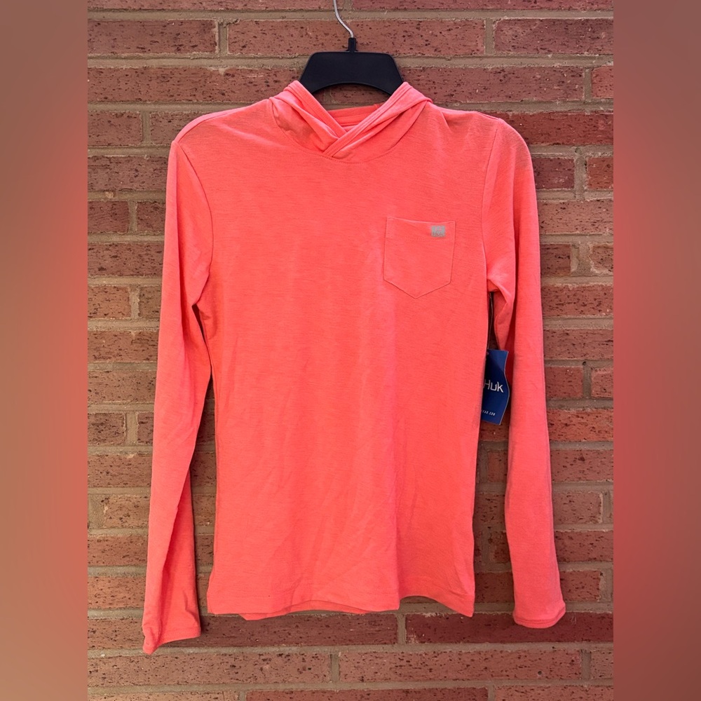 Huk Women’s Waypoint Long-Sleeve Lightweight Hoodie Size XS Coral Fusion